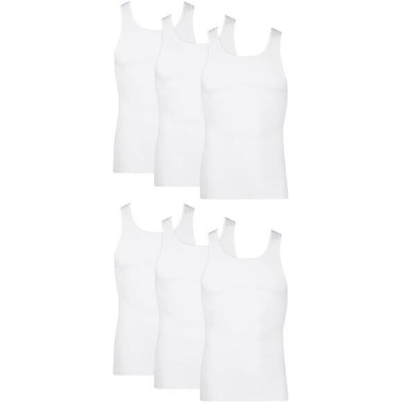 Hanes Mens Cotton Tank Tops 6 Pack Moisture Wicking Lightweight Ribbed Undershir - Picture 1 of 7
